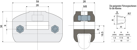 Schienenklemme Teil 232 • für Trapezschienen