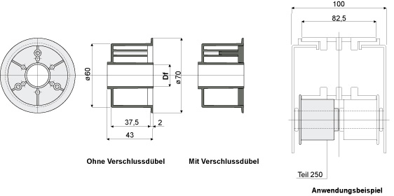 Rücklaufrolle Teil 250 • mit Schutzschirm