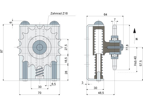 Spanneinheit mit Zahnrad Teil 278