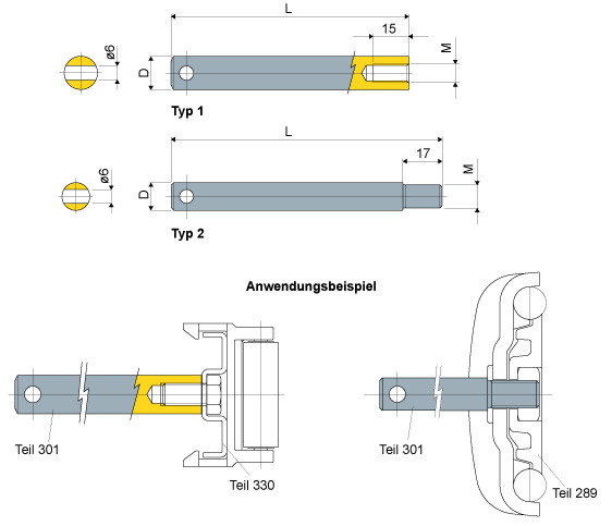 Stift mit Gewinde Teil 301